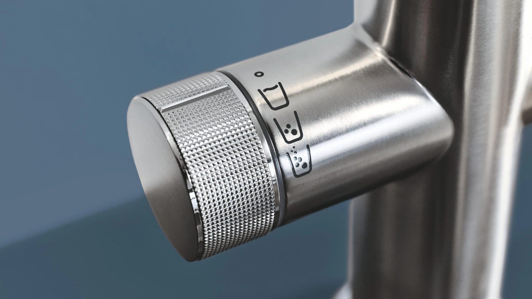 Brushed steel GROHE thermostatic shower control